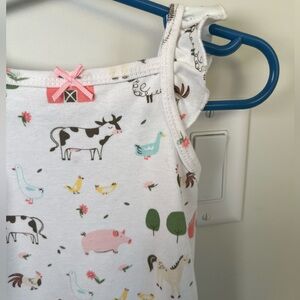 HB Farm Animal Print Sleeveless Romper with Bow 18 Month Baby